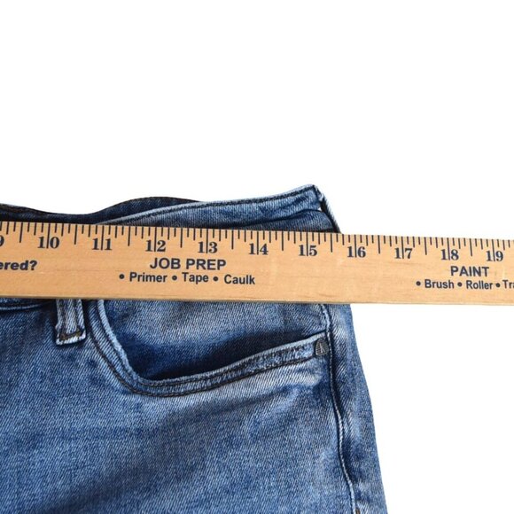 KUT Cropped Straight Distressed Raw Hem Jeans Sz 12 Mid Wash - Picture 5 of 9